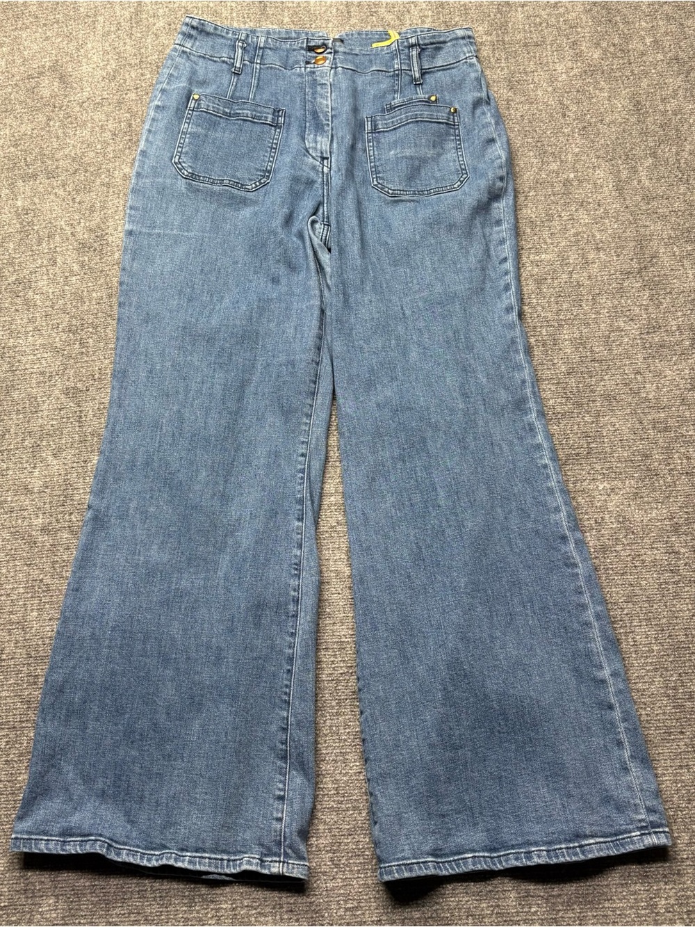 Maeve Anthropologie Jeans Womens 32x32 Blue Wide Leg Flare Patch Pocket